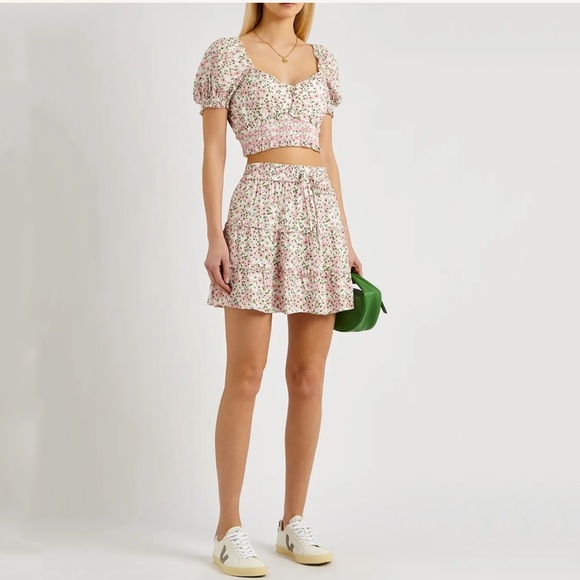 Alice + Olivia Tops - Alice+Olivia Floral Print Square Neckline Crop Top